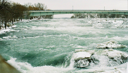 [Niagara Rapids upstream of American Falls at Niagara Falls, NY.]